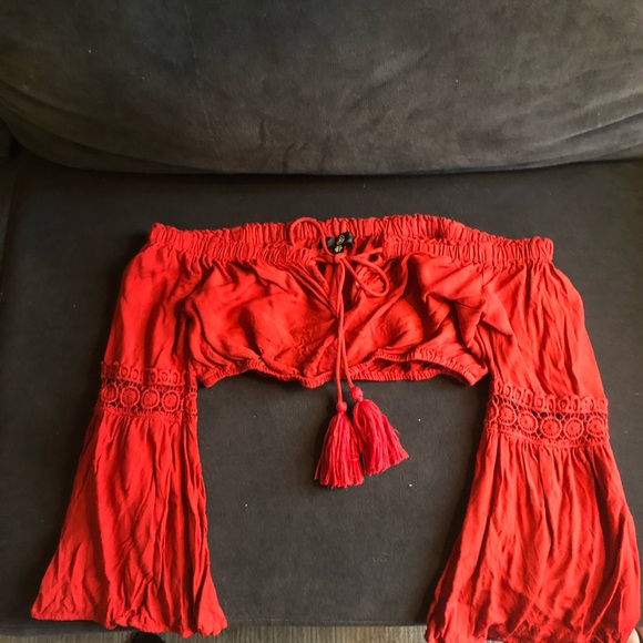 Red long sleeve crop top - misguided - Picture 2 of 2